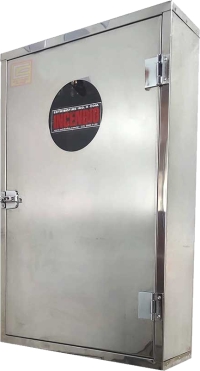Abrigo de aço inox para mangueira de incêndio 90x60x30